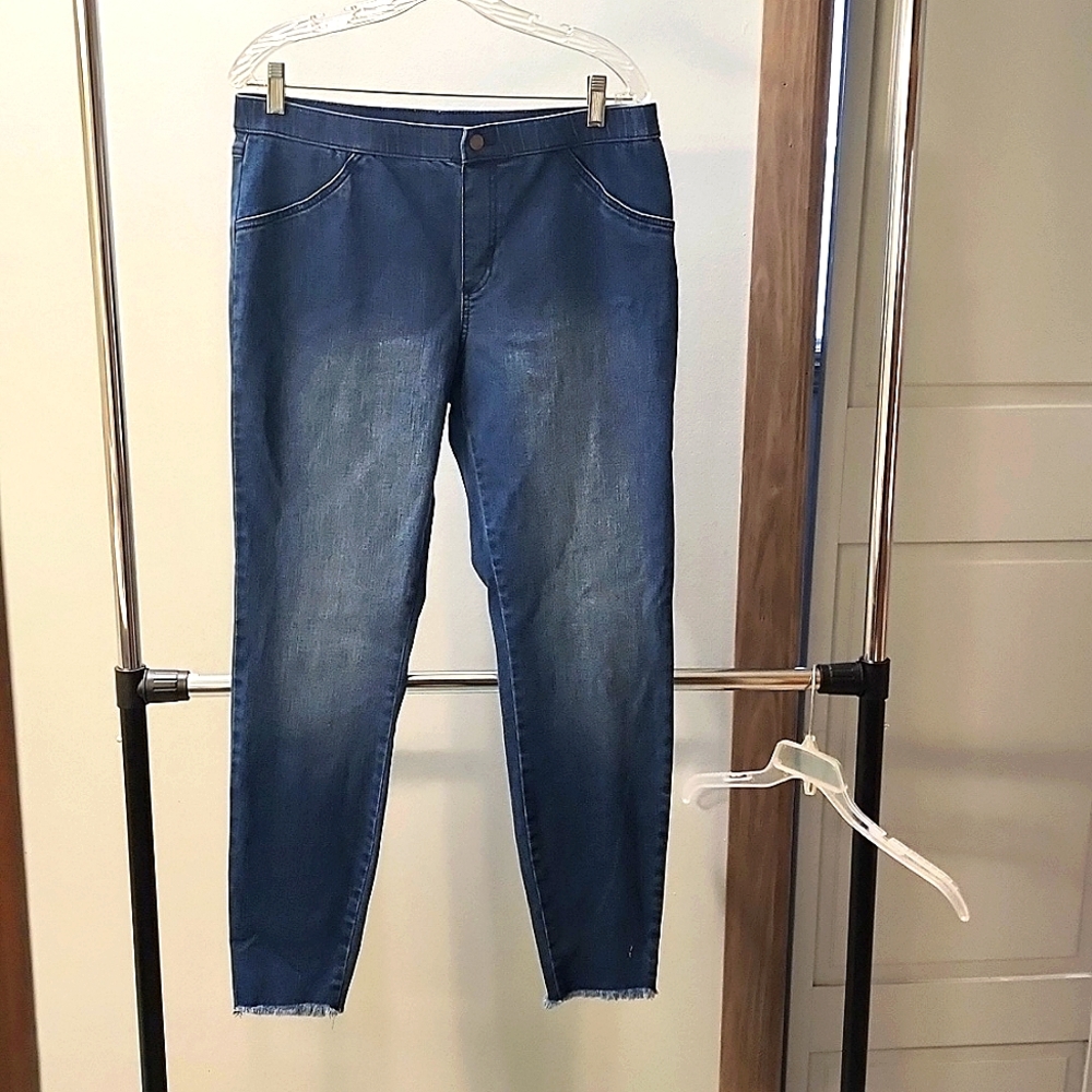 REDUCED!! No Nonsense Jeans (Leggings)...  With Frayed Bottoms..  Size L